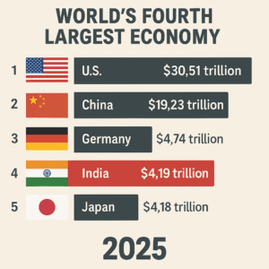 India Becomes World’s 4th Largest Economy, Surpasses Japan with $4 Trillion GDP Milestone