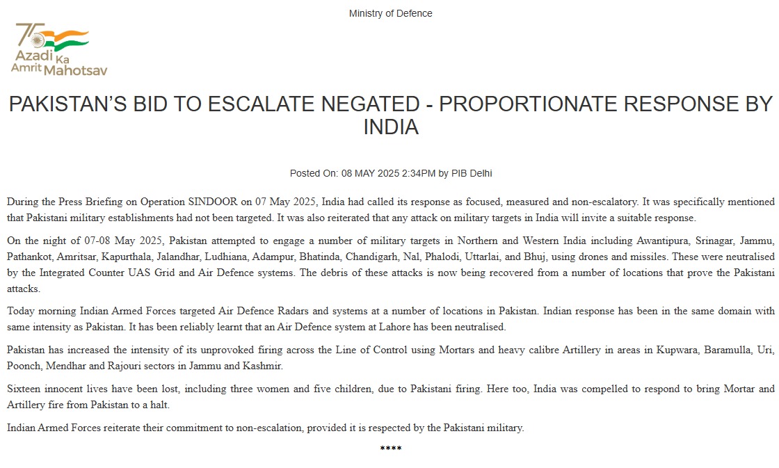 India Neutralizes Pakistan’s Chinese-Made HQ-9 Air Defence System in Lahore Under Operation Sindoor