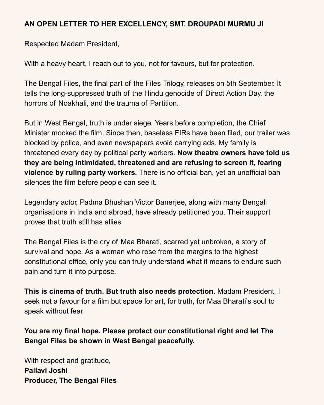 The Bengal Files: Vivek Agnihotri’s Bold Appeal Ahead of 5 September Release